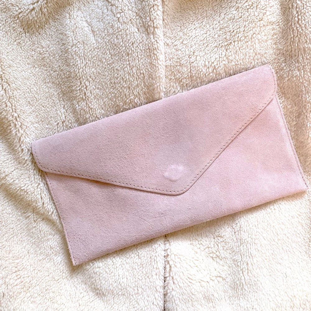 Nude/Light Pink Large Suede Clutch